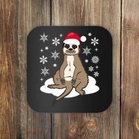 Funny Meerkat Santa Christmas Gift Classic Coaster thumb 0