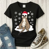 Funny Meerkat Santa Christmas Gift Classic Women's T-Shirt thumb 3