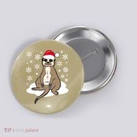 Funny Meerkat Santa Christmas Gift Classic Button thumb 0