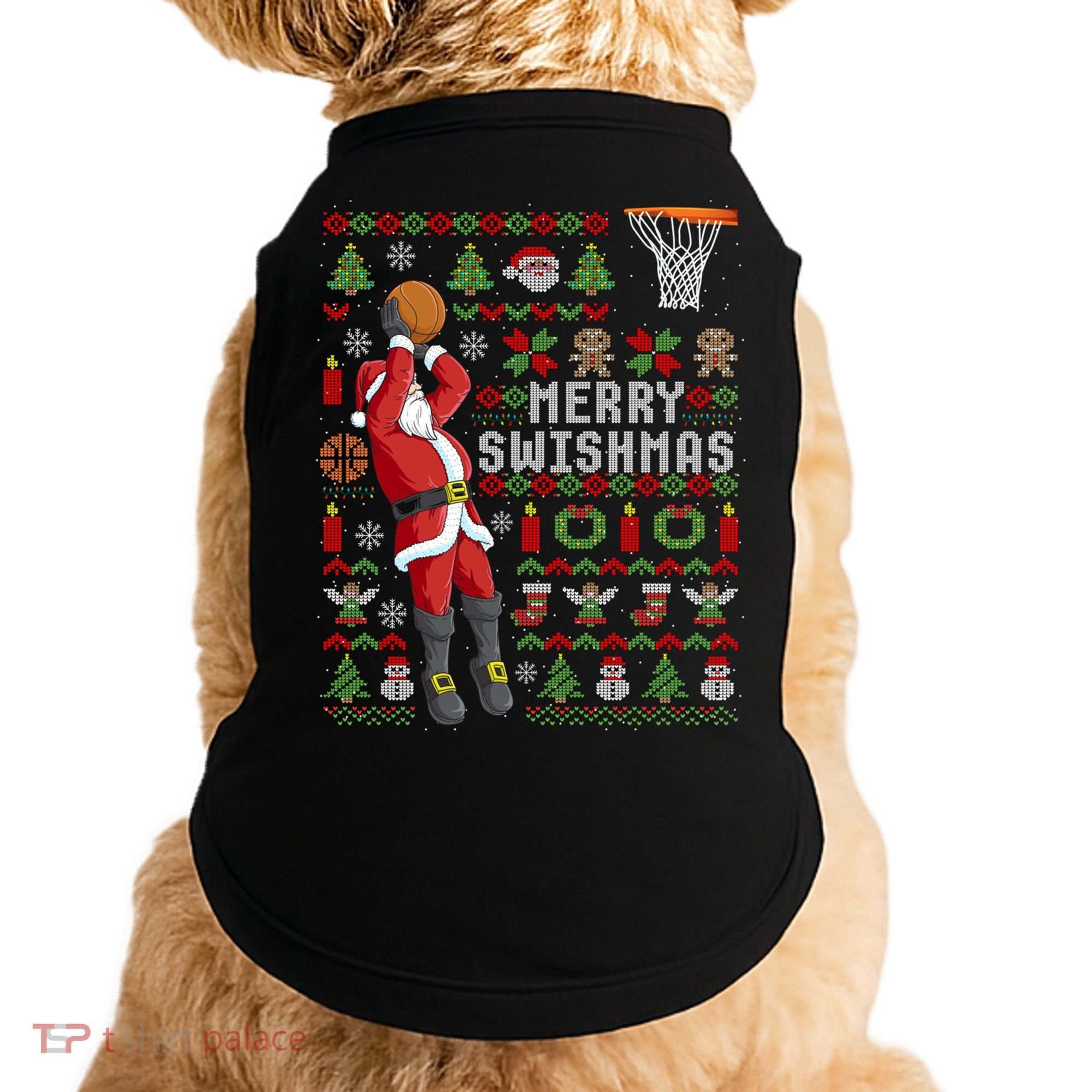 Funny Merry Swishmas Ugly Christmas Basketball Christmas Gift Doggie Tank