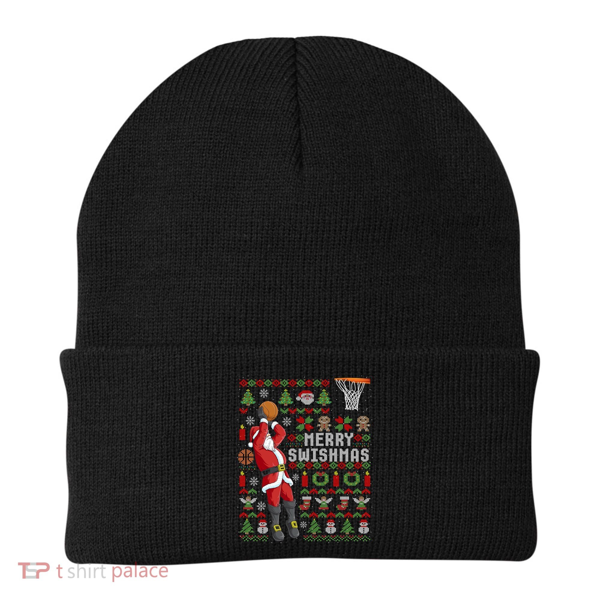 Funny Merry Swishmas Ugly Christmas Basketball Christmas Gift Beanie