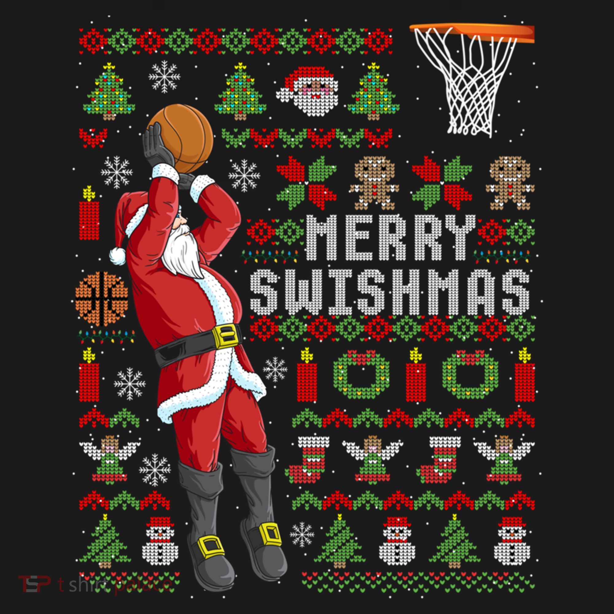 Funny Merry Swishmas Ugly Christmas Basketball Christmas Gift Women's Hoodie