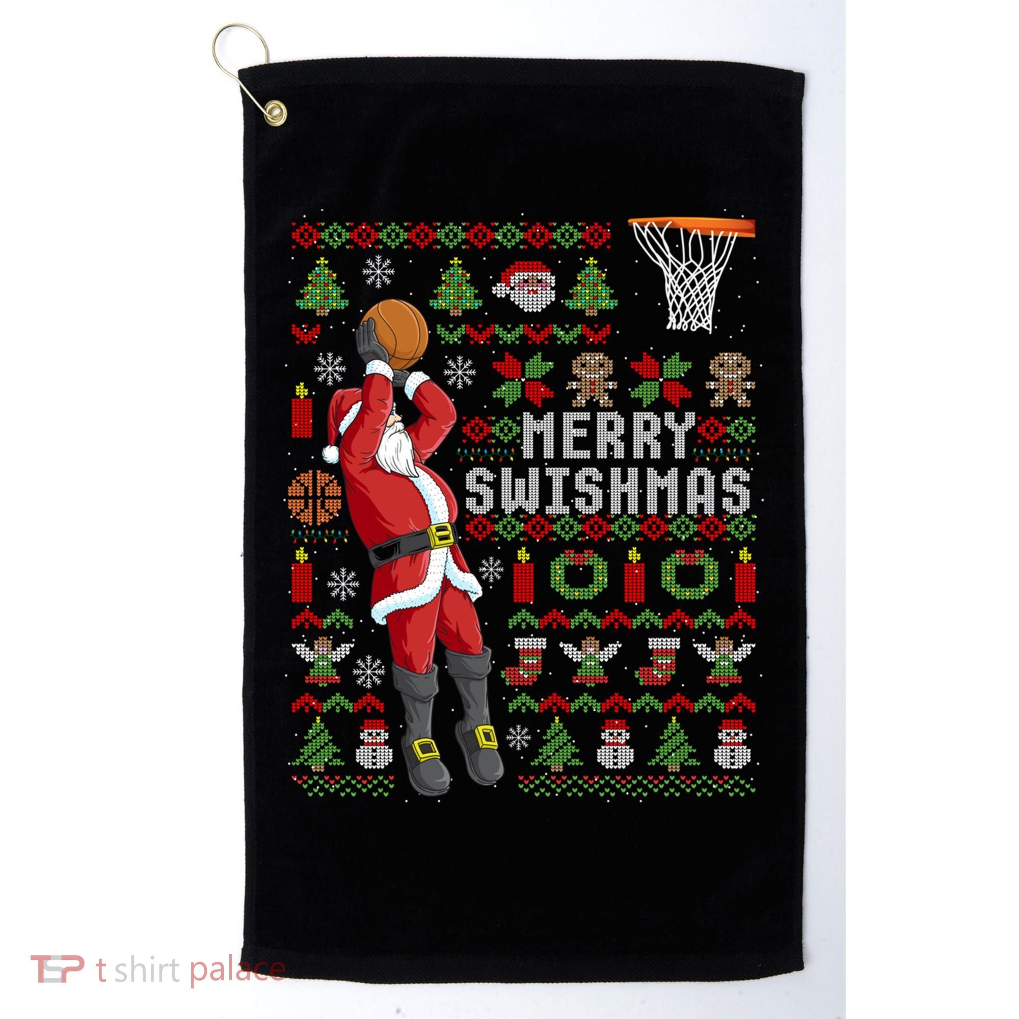Funny Merry Swishmas Ugly Christmas Basketball Christmas Gift Golf Towel