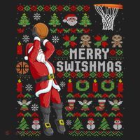 Funny Merry Swishmas Ugly Christmas Basketball Christmas Gift Golf Towel thumb 3
