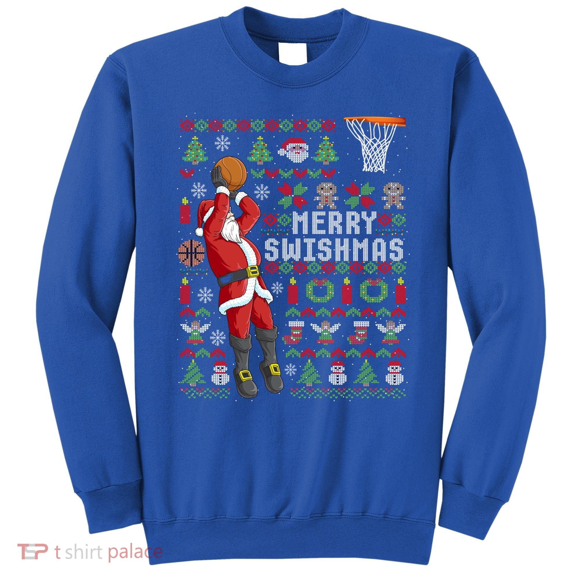 Funny Merry Swishmas Ugly Christmas Basketball Christmas Gift Sweatshirt