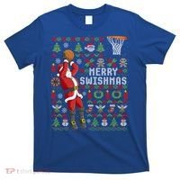 Funny Merry Swishmas Ugly Christmas Basketball Christmas Gift T-Shirt thumb 0