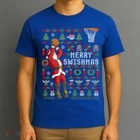 Funny Merry Swishmas Ugly Christmas Basketball Christmas Gift T-Shirt thumb 3