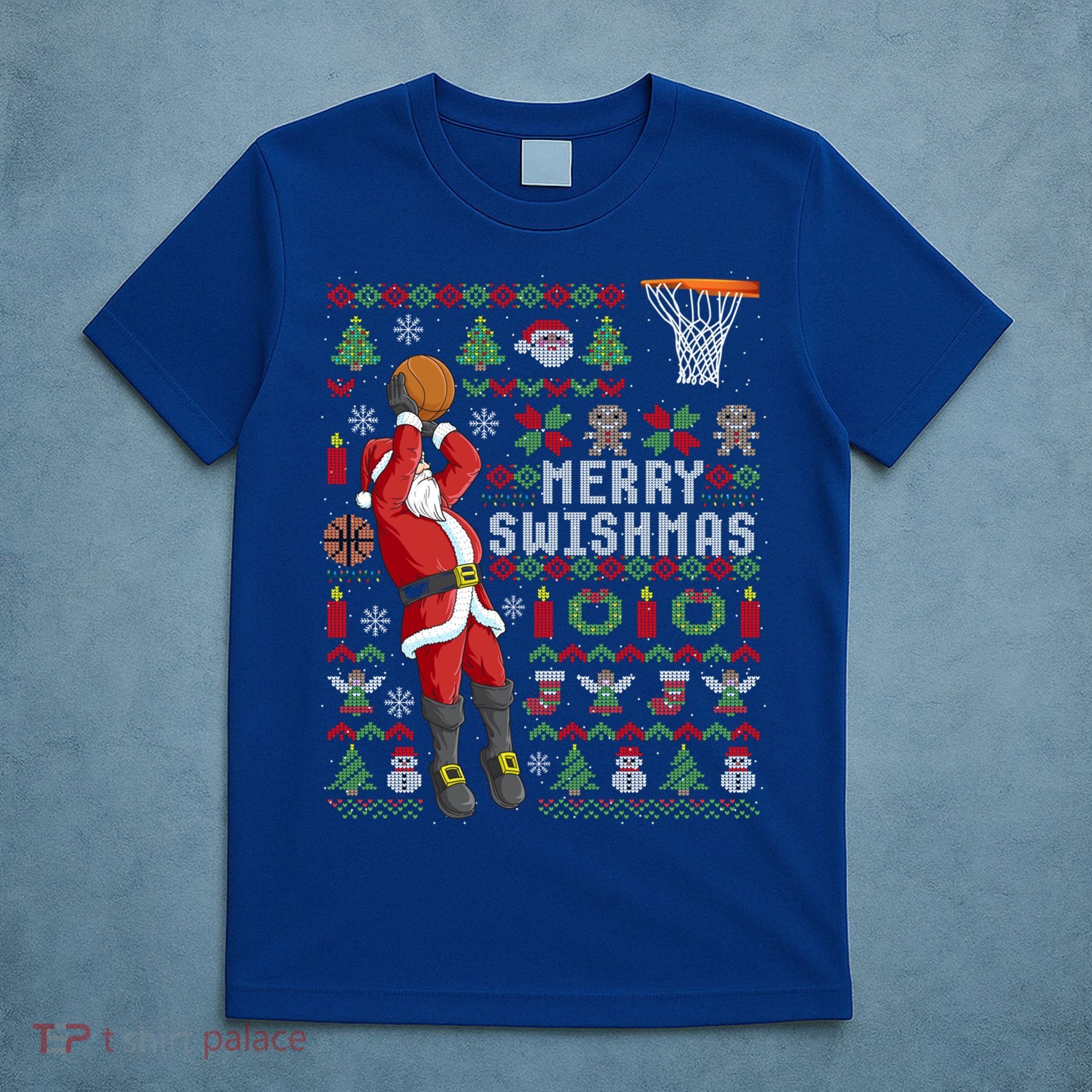 Funny Merry Swishmas Ugly Christmas Basketball Christmas Gift T-Shirt