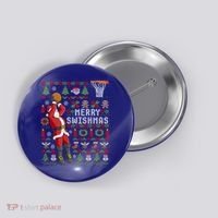 Funny Merry Swishmas Ugly Christmas Basketball Christmas Gift Button thumb 0