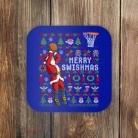 Funny Merry Swishmas Ugly Christmas Basketball Christmas Gift Coaster thumb 0