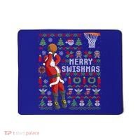 Funny Merry Swishmas Ugly Christmas Basketball Christmas Gift Mousepad thumb 0
