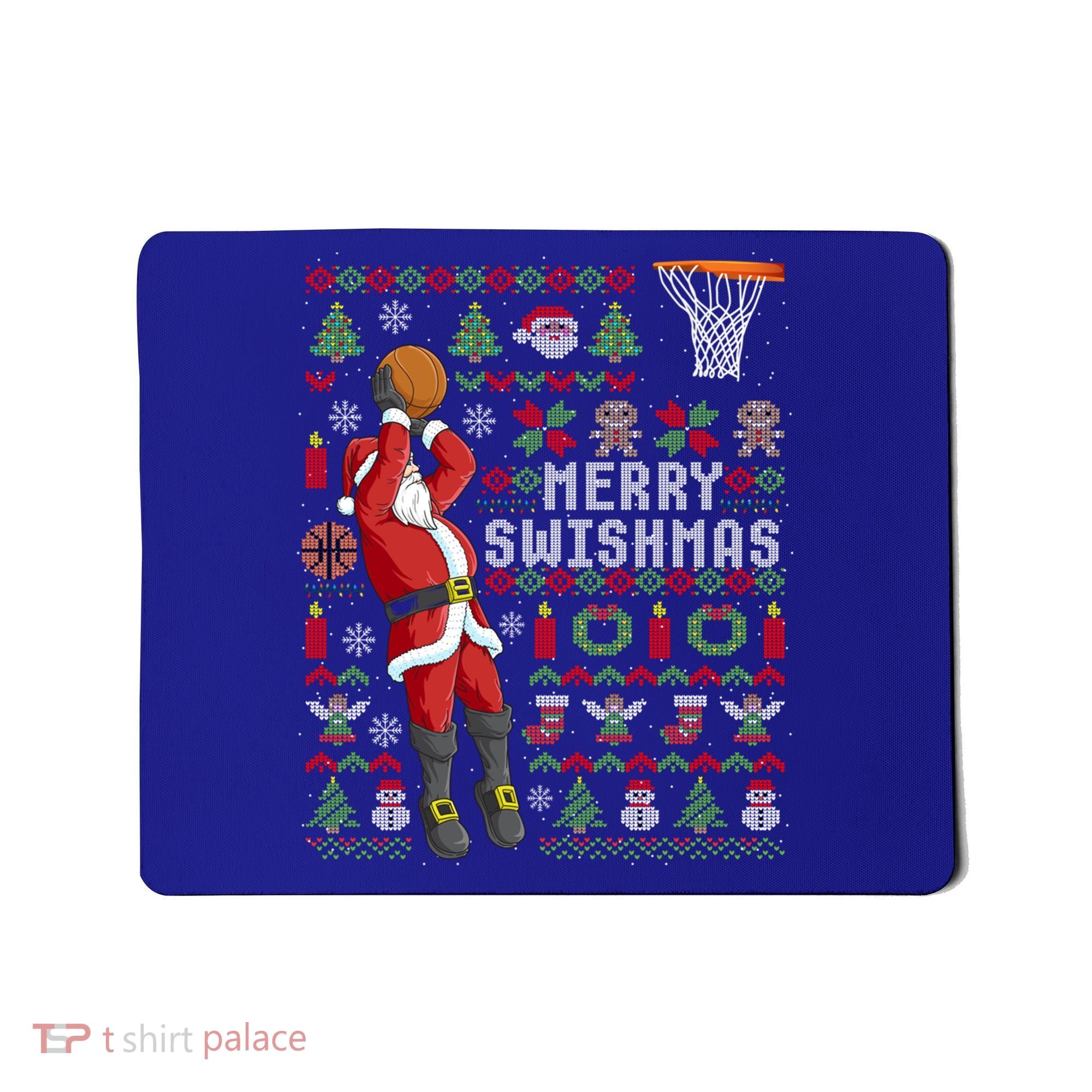 Funny Merry Swishmas Ugly Christmas Basketball Christmas Gift Mousepad