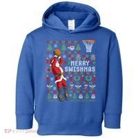Funny Merry Swishmas Ugly Christmas Basketball Christmas Gift Toddler Hoodie thumb 0