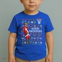 Funny Merry Swishmas Ugly Christmas Basketball Christmas Gift Toddler T-Shirt thumb 2
