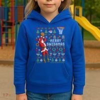 Funny Merry Swishmas Ugly Christmas Basketball Christmas Gift Kids Hoodie thumb 3