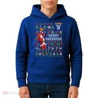 Funny Merry Swishmas Ugly Christmas Basketball Christmas Gift Kids Hoodie thumb 4