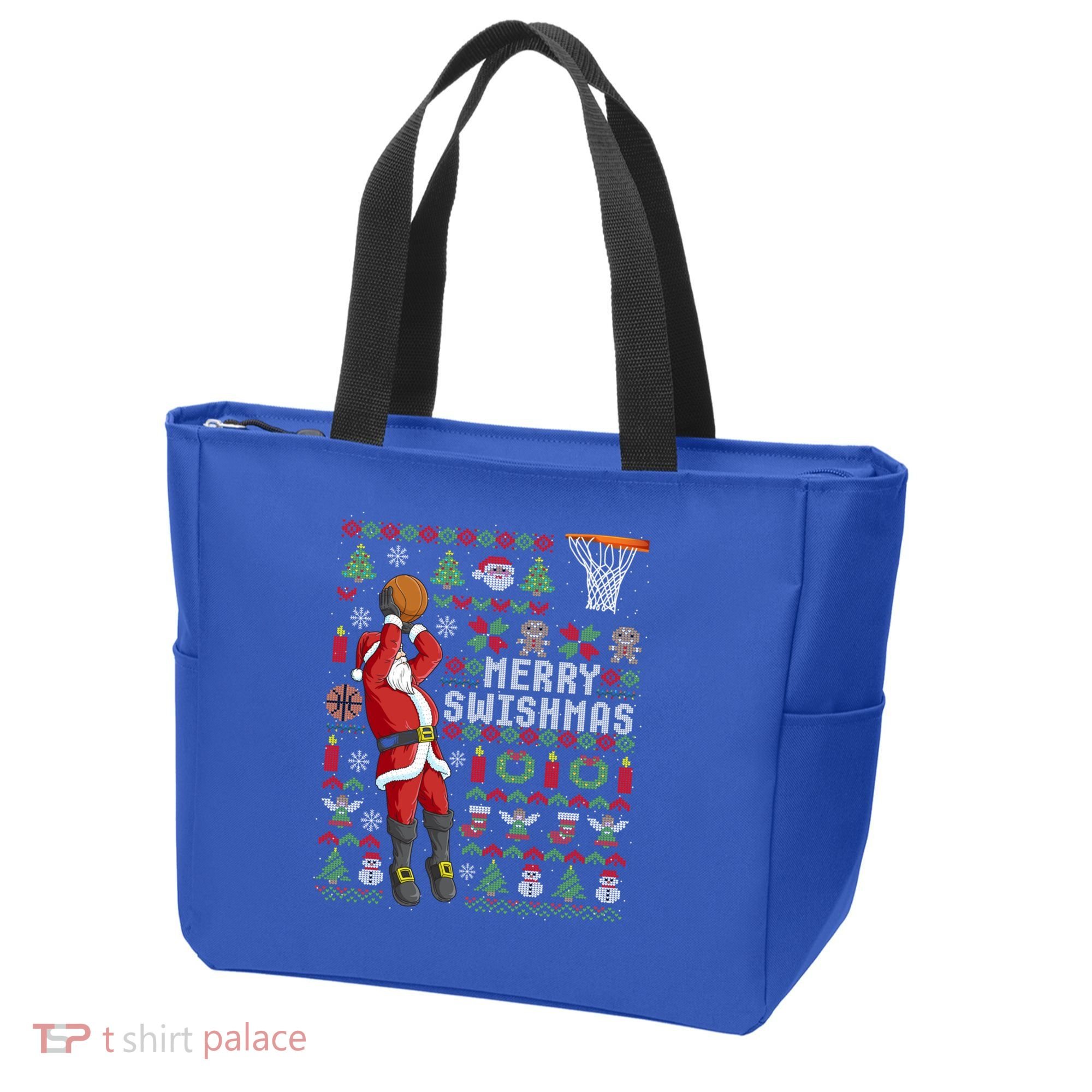 Funny Merry Swishmas Ugly Christmas Basketball Christmas Gift Tote Bag