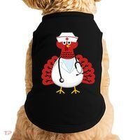 Funny Medical Scrub Top Stethoscope Wearing Turkey Nurse Gift Doggie Tank thumb 0