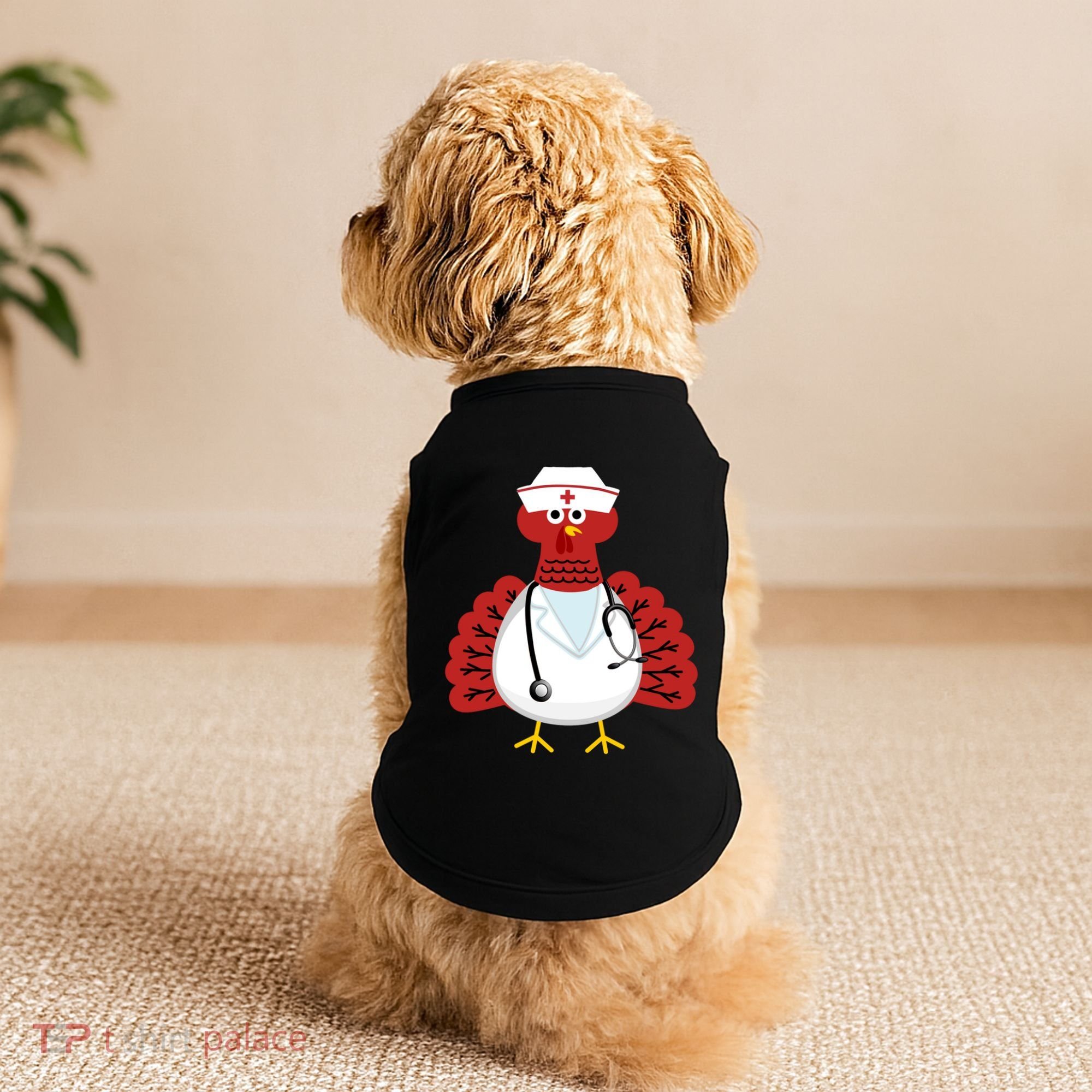 Funny Medical Scrub Top Stethoscope Wearing Turkey Nurse Gift Doggie Tank