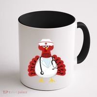 Funny Medical Scrub Top Stethoscope Wearing Turkey Nurse Gift Coffee Mug thumb 1