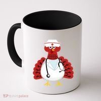 Funny Medical Scrub Top Stethoscope Wearing Turkey Nurse Gift Coffee Mug thumb 0