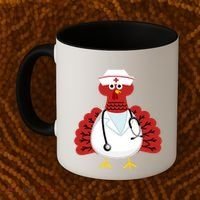 Funny Medical Scrub Top Stethoscope Wearing Turkey Nurse Gift Coffee Mug thumb 2