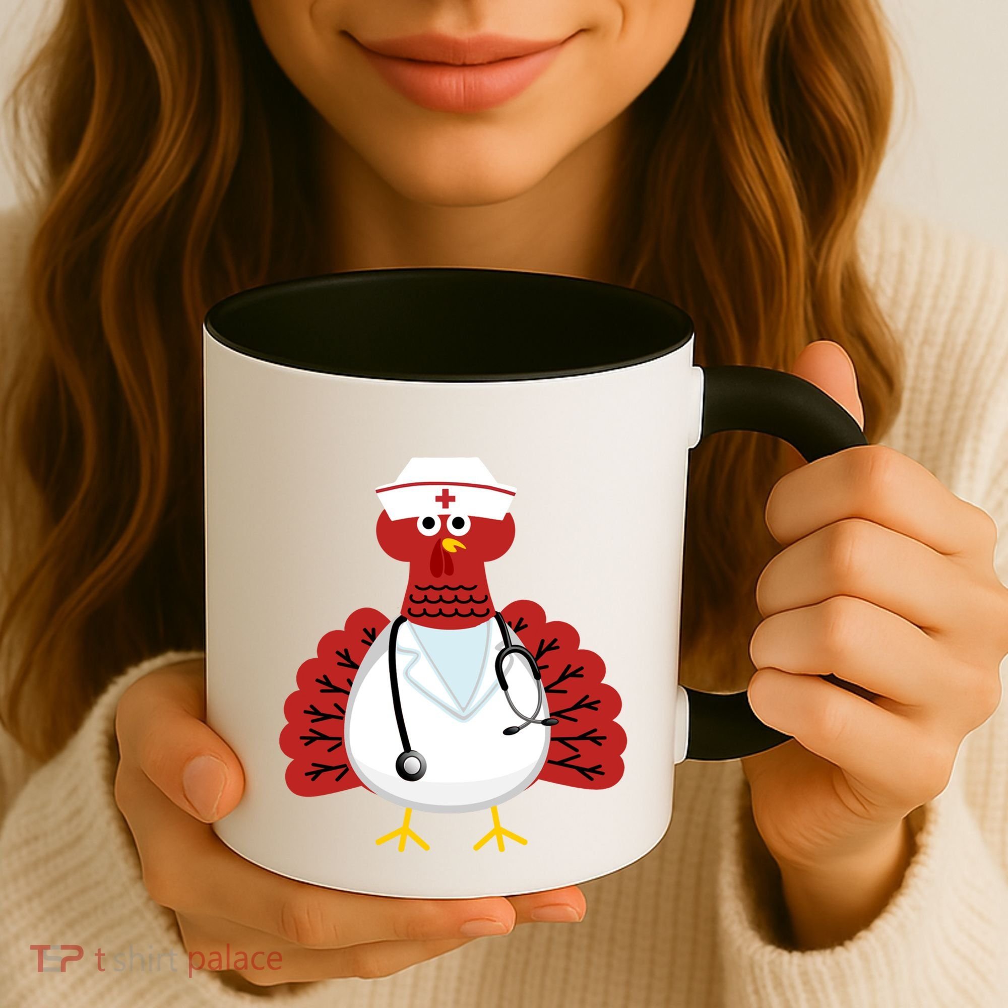 Funny Medical Scrub Top Stethoscope Wearing Turkey Nurse Gift Coffee Mug