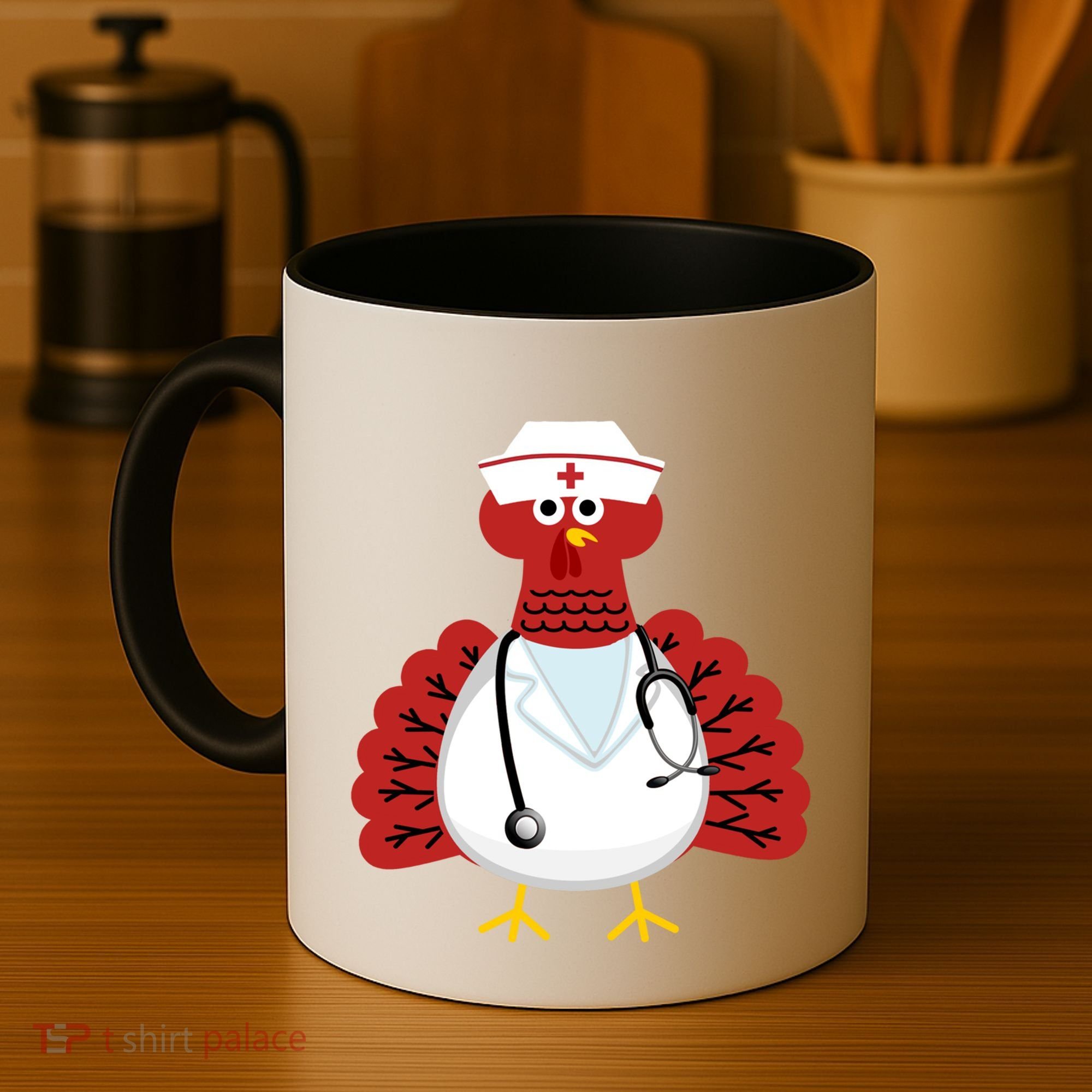 Funny Medical Scrub Top Stethoscope Wearing Turkey Nurse Gift Coffee Mug