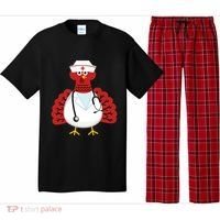Funny Medical Scrub Top Stethoscope Wearing Turkey Nurse Gift Pajama Set thumb 0