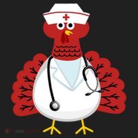 Funny Medical Scrub Top Stethoscope Wearing Turkey Nurse Gift Hat thumb 2