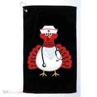 Funny Medical Scrub Top Stethoscope Wearing Turkey Nurse Gift Golf Towel thumb 0