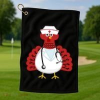 Funny Medical Scrub Top Stethoscope Wearing Turkey Nurse Gift Golf Towel thumb 1