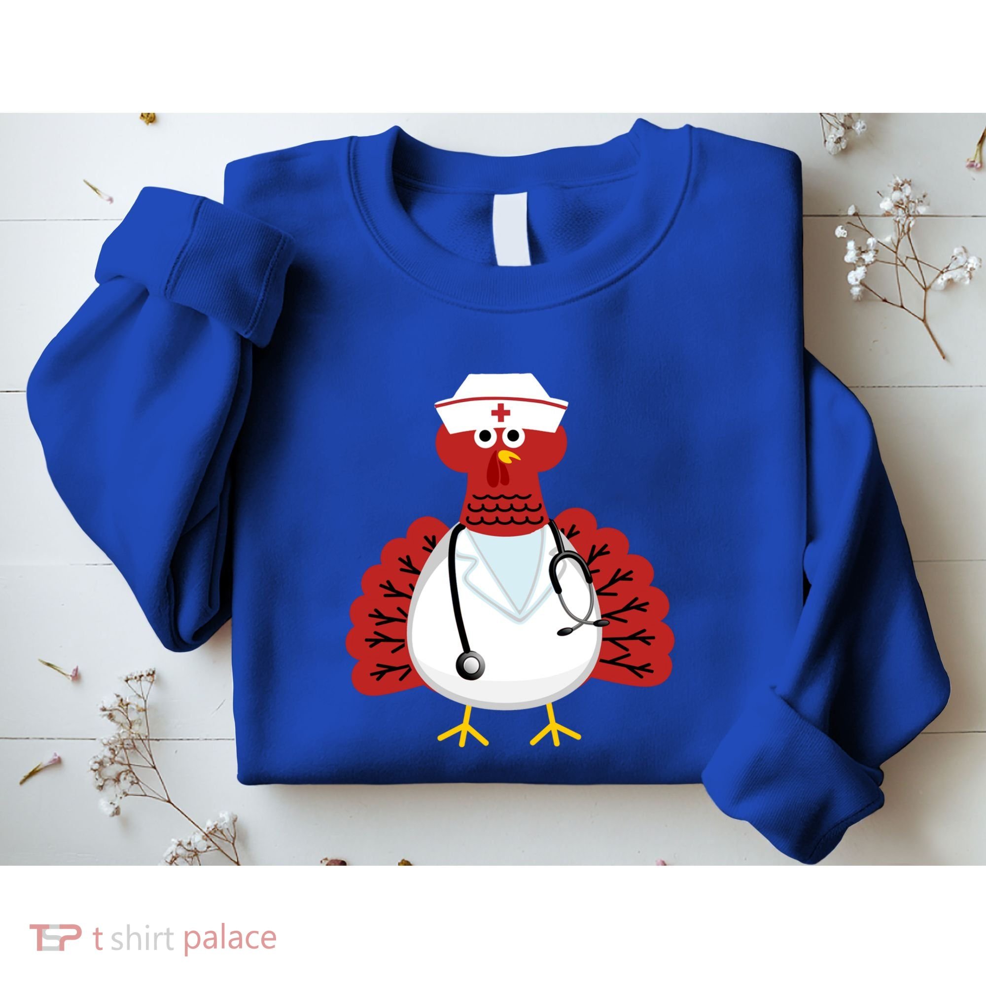 Funny Medical Scrub Top Stethoscope Wearing Turkey Nurse Gift Sweatshirt