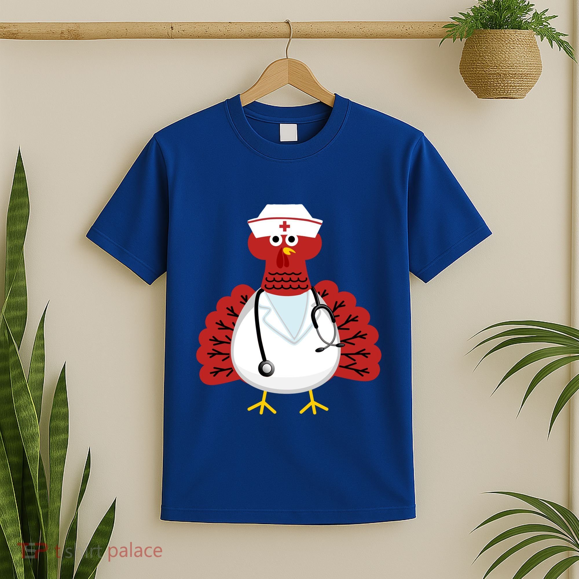 Funny Medical Scrub Top Stethoscope Wearing Turkey Nurse Gift T-Shirt
