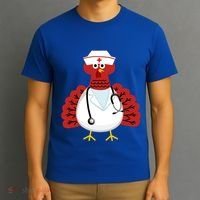 Funny Medical Scrub Top Stethoscope Wearing Turkey Nurse Gift T-Shirt thumb 3