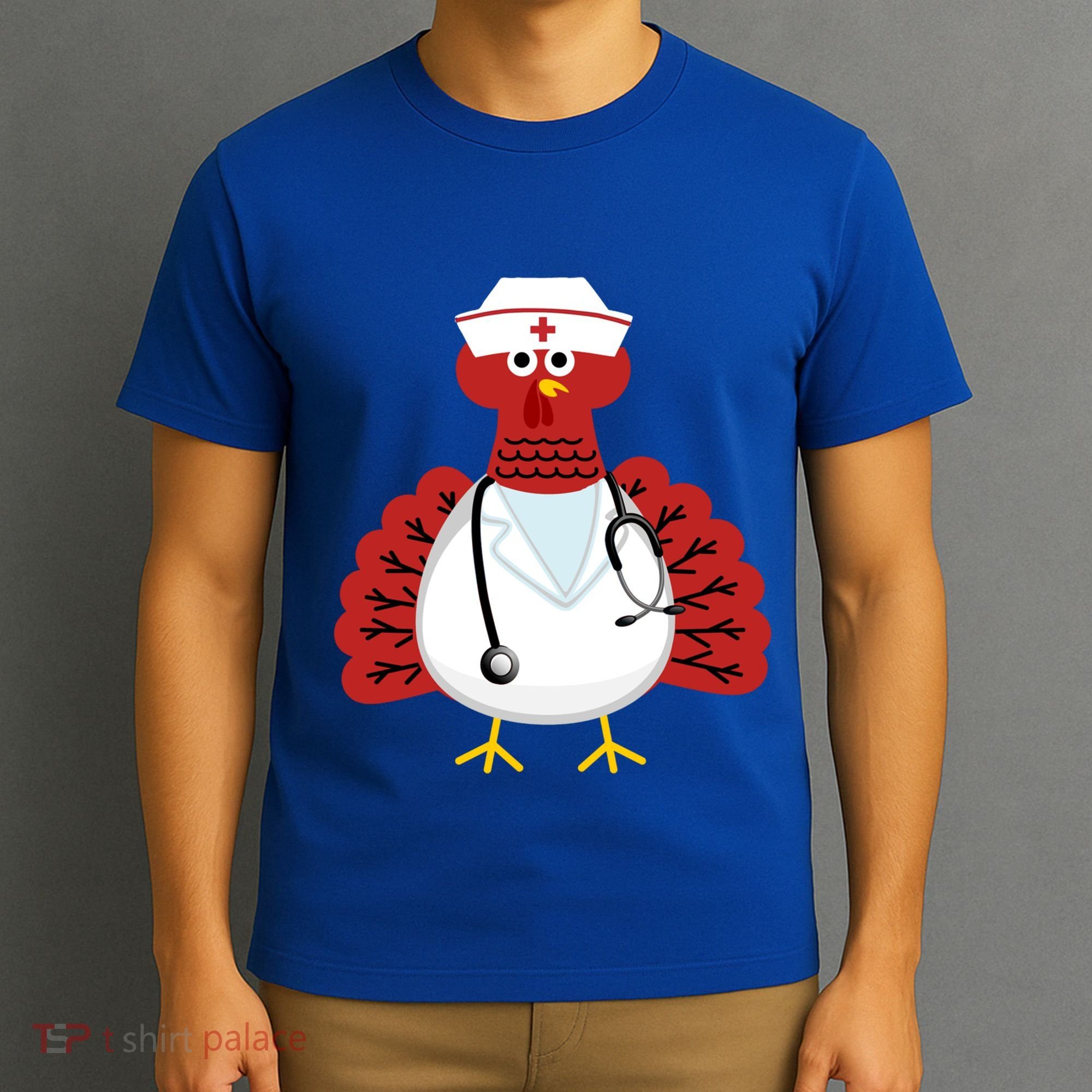 Funny Medical Scrub Top Stethoscope Wearing Turkey Nurse Gift T-Shirt