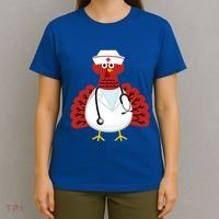 Funny Medical Scrub Top Stethoscope Wearing Turkey Nurse Gift T-Shirt thumb 4