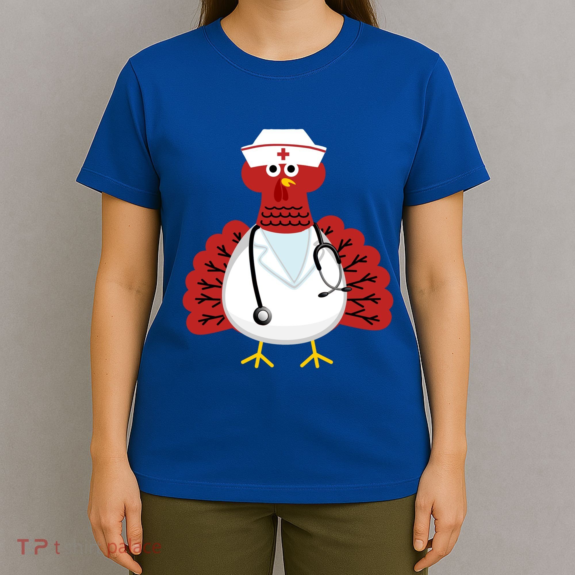 Funny Medical Scrub Top Stethoscope Wearing Turkey Nurse Gift T-Shirt