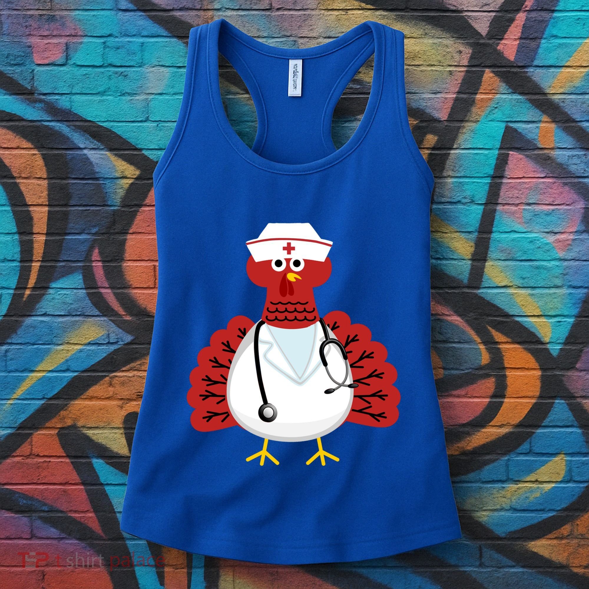 Funny Medical Scrub Top Stethoscope Wearing Turkey Nurse Gift Women's Tank Top