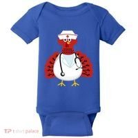 Funny Medical Scrub Top Stethoscope Wearing Turkey Nurse Gift Baby Bodysuit thumb 0