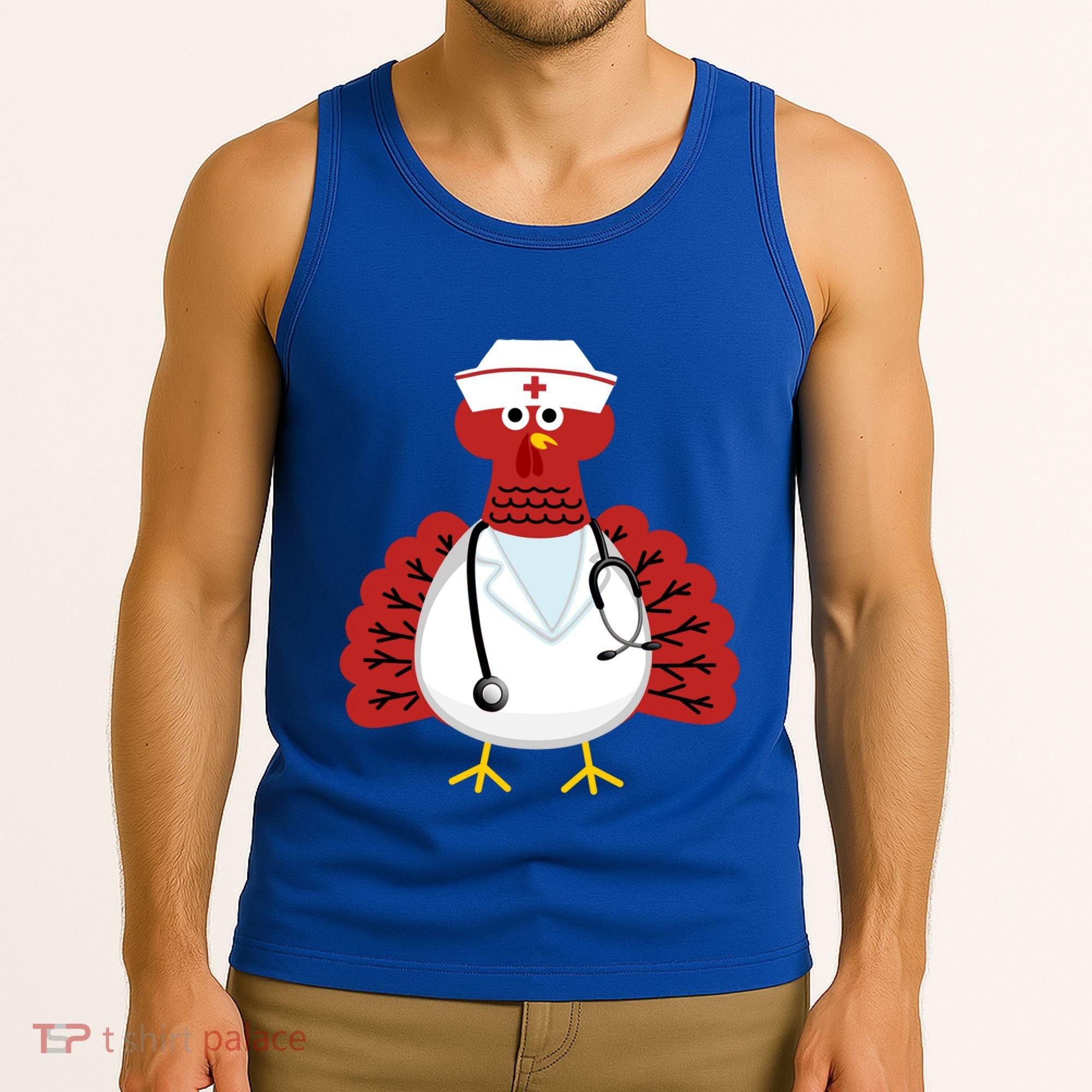 Funny Medical Scrub Top Stethoscope Wearing Turkey Nurse Gift Tank Top
