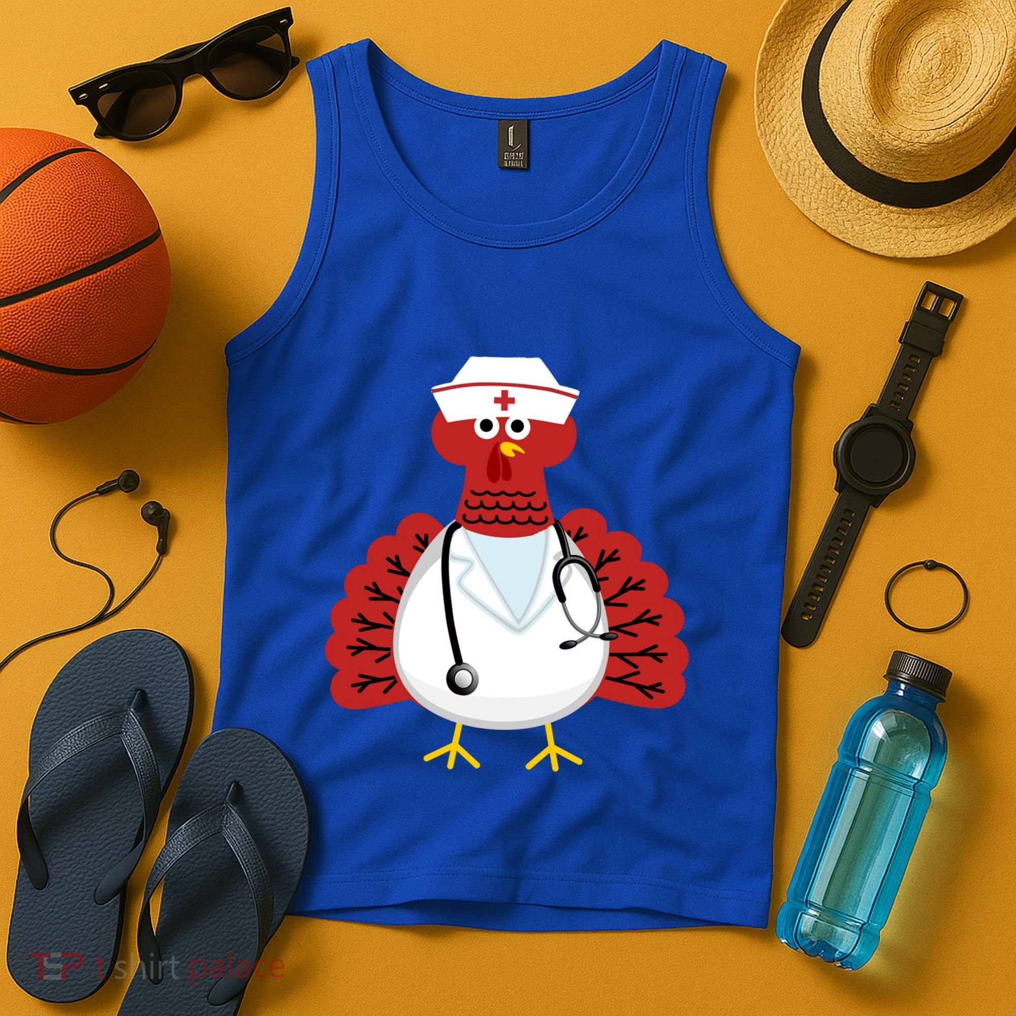 Funny Medical Scrub Top Stethoscope Wearing Turkey Nurse Gift Tank Top