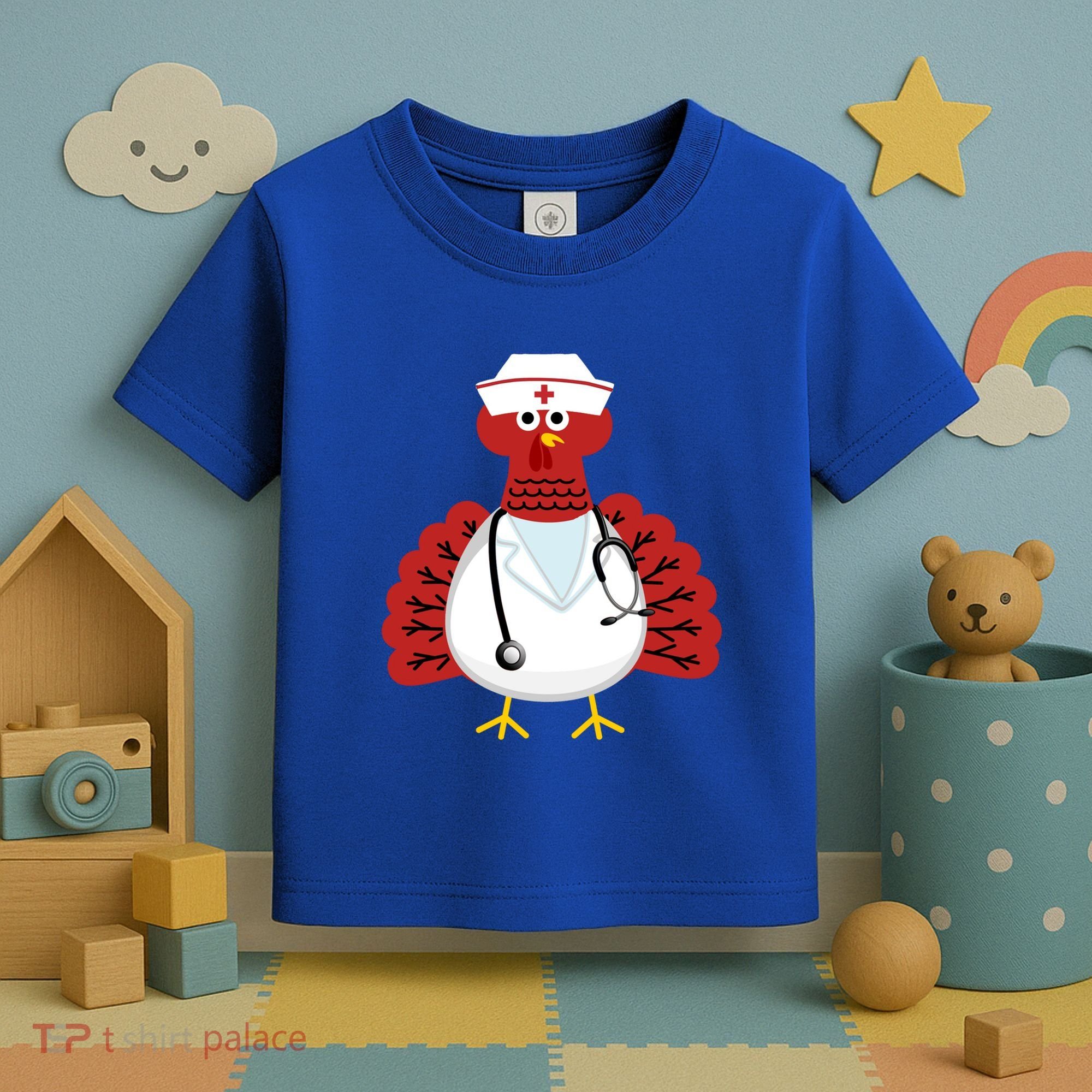 Funny Medical Scrub Top Stethoscope Wearing Turkey Nurse Gift Toddler T-Shirt