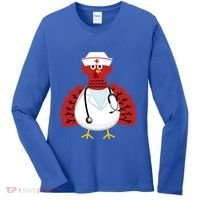 Funny Medical Scrub Top Stethoscope Wearing Turkey Nurse Gift Women's Long Sleeve Shirt thumb 0