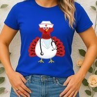 Funny Medical Scrub Top Stethoscope Wearing Turkey Nurse Gift Women's T-Shirt thumb 2