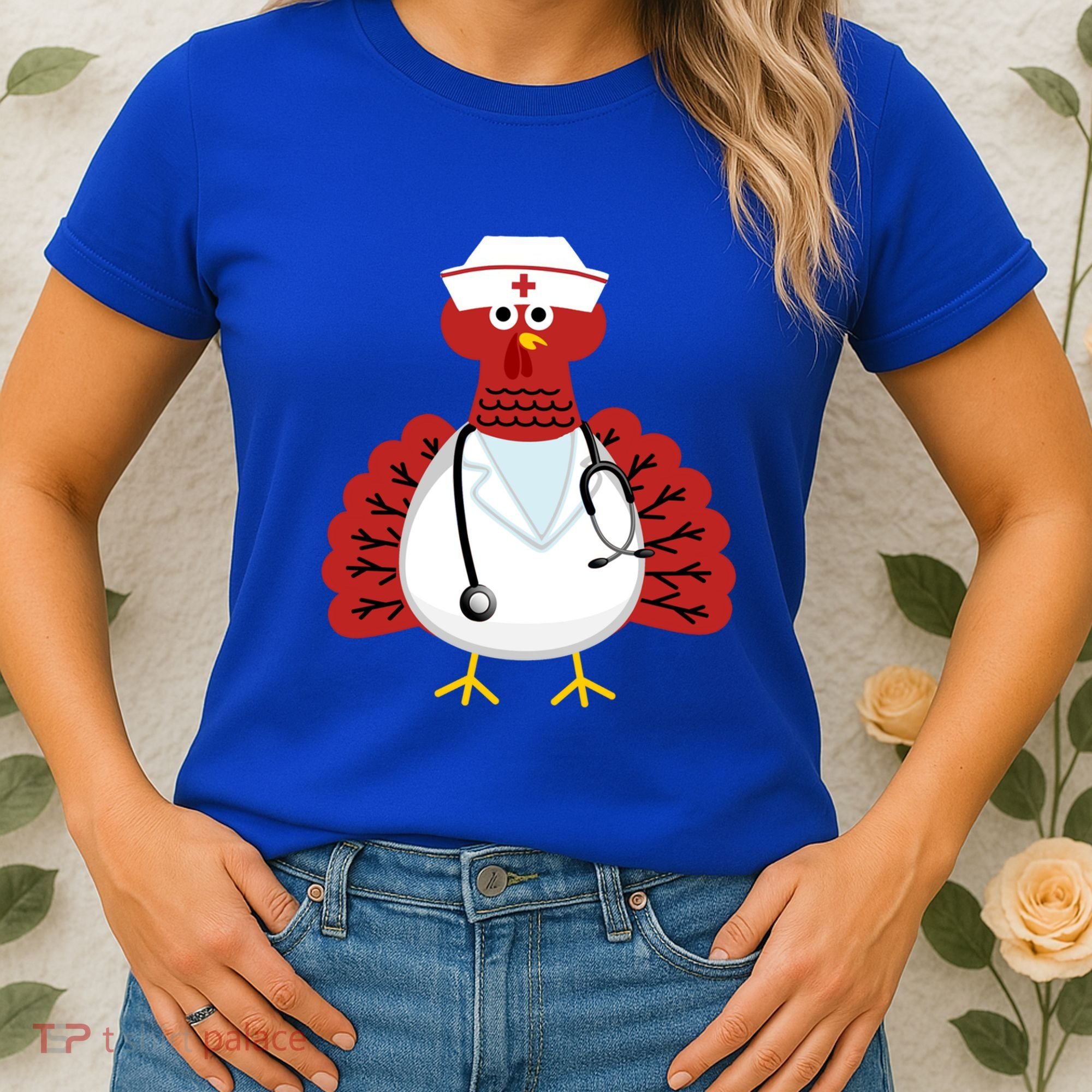 Funny Medical Scrub Top Stethoscope Wearing Turkey Nurse Gift Women's T-Shirt