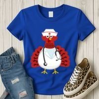 Funny Medical Scrub Top Stethoscope Wearing Turkey Nurse Gift Women's T-Shirt thumb 3