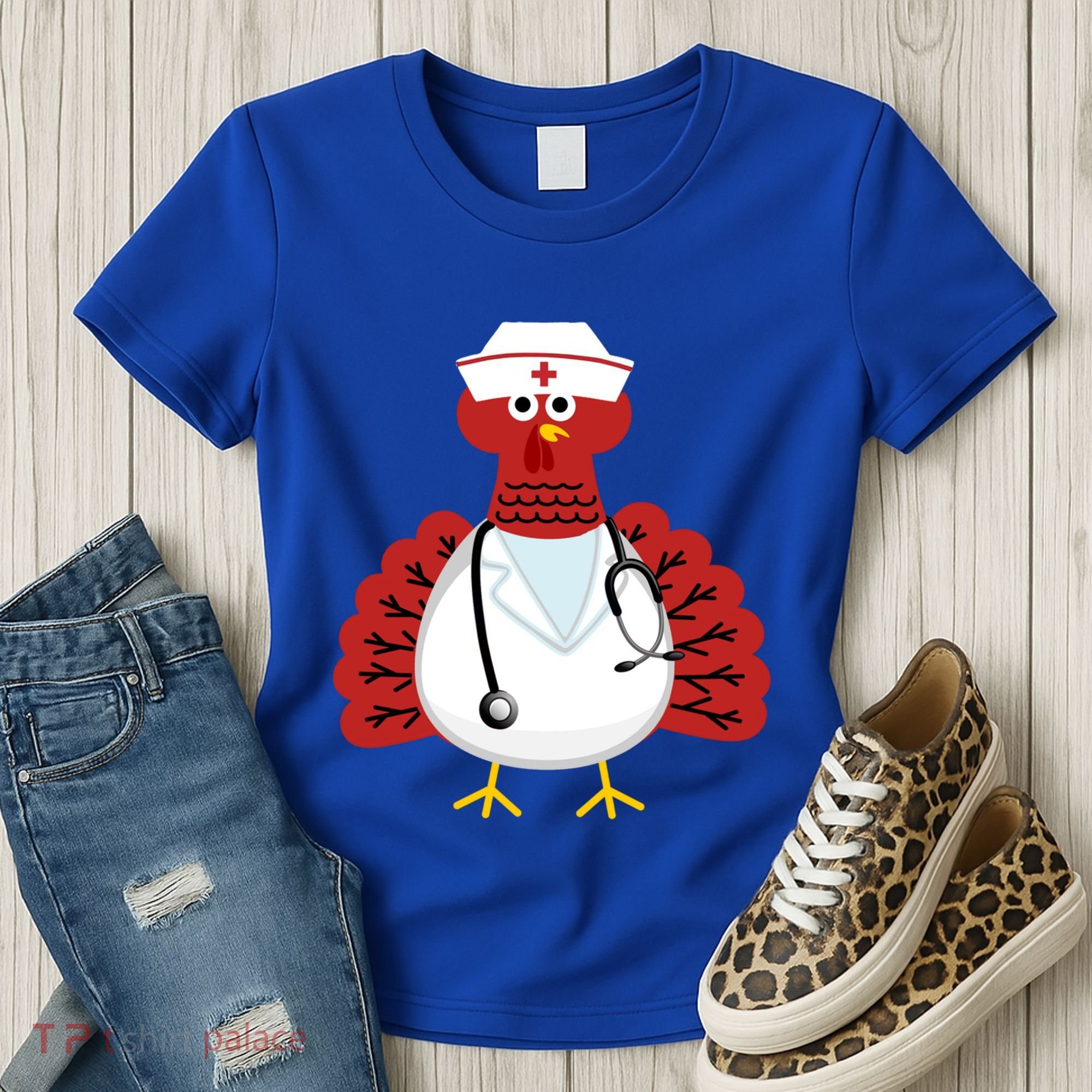 Funny Medical Scrub Top Stethoscope Wearing Turkey Nurse Gift Women's T-Shirt