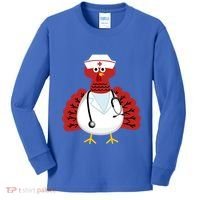 Funny Medical Scrub Top Stethoscope Wearing Turkey Nurse Gift Kids Long Sleeve Shirt thumb 0