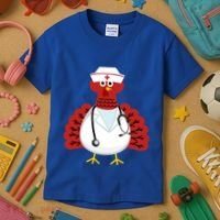 Funny Medical Scrub Top Stethoscope Wearing Turkey Nurse Gift Kids T-Shirt thumb 3